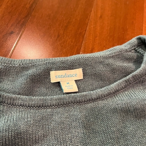 Sundance Stone Blue Sweater‎ Merino Wool Bell Sleeve Open Knit Boho Size M - Picture 2 of 7